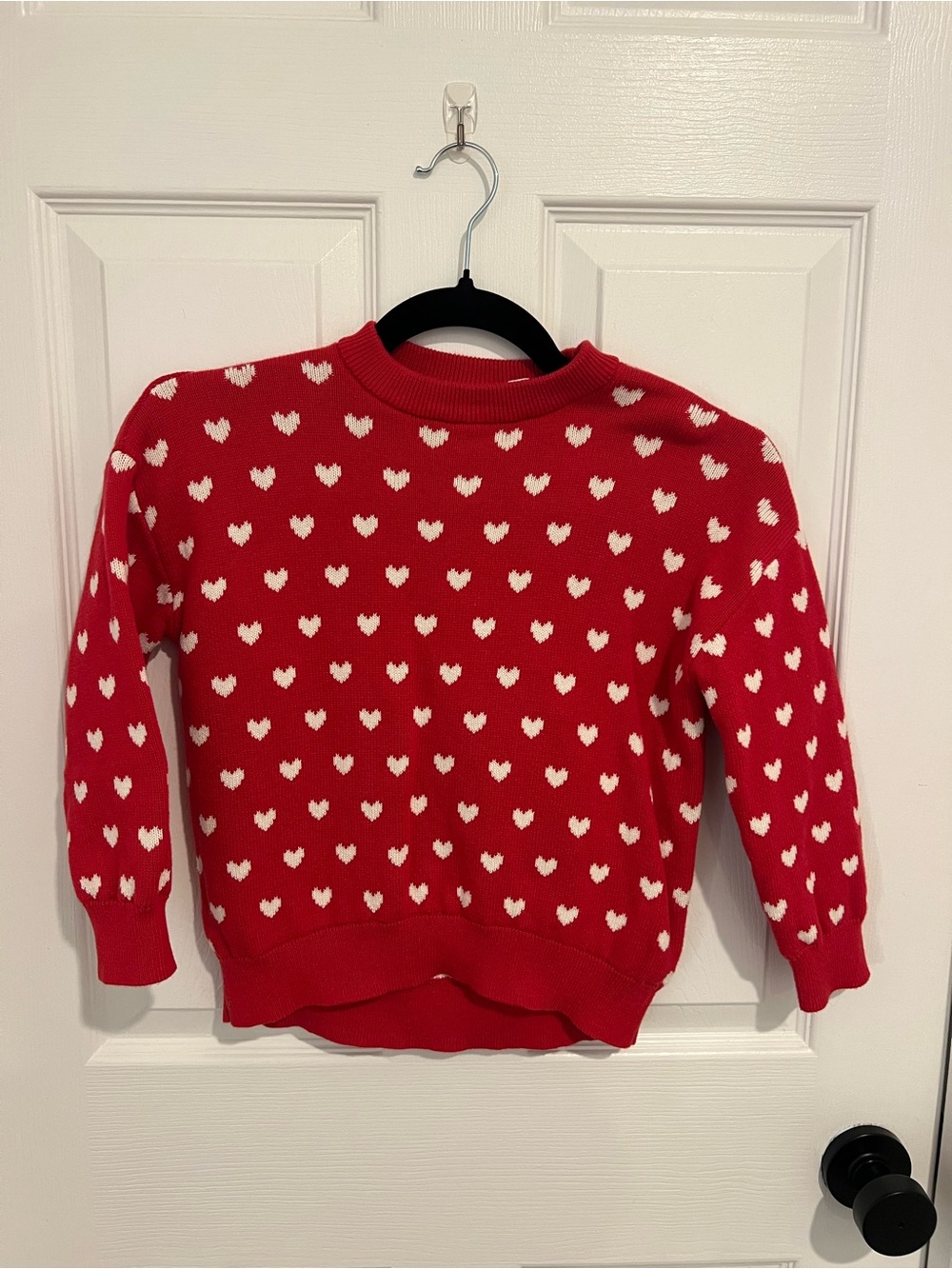 Red Heart-Print Girls’ XS Sweater